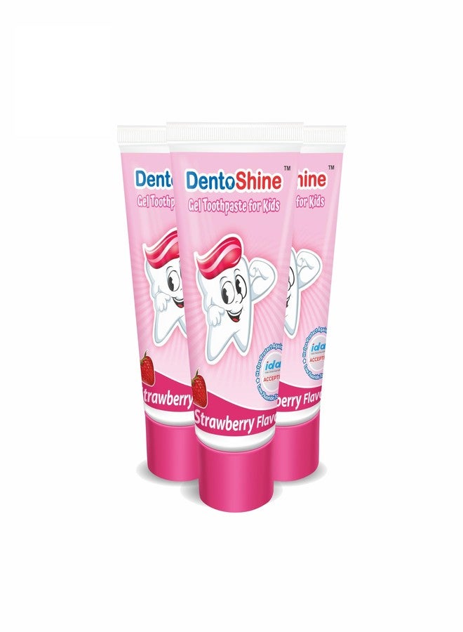 DentoShine Gel Toothpaste for Kids | Pack of 3 (3, Strawberry) | IDA Accepted - Image 1